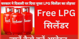 Free LPG Cylinder : सरकार ने दिवाली पर दिया मुफ्त LPG सिलेंडर का तोहफा,फटाफट जानें कैसे करें आवेदन Free LPG Cylinder : सरकार ने दिवाली पर दिया मुफ्त LPG सिलेंडर का तोहफा,फटाफट जानें कैसे करें आवेदन