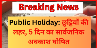 Public Holidays : इन त्योहार पर छुट्टियों की लहर, 5 दिन का सार्वजनिक अवकाश घोषित…! Public Holidays : इन त्योहार पर छुट्टियों की लहर, 5 दिन का सार्वजनिक अवकाश घोषित...!
