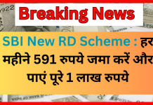 SBI New RD Scheme : हर महीने 591 रुपये जमा करें और पाएं पूरे 1 लाख रुपये, यहां जानें RD की जानकारी SBI New RD Scheme : हर महीने 591 रुपये जमा करें और पाएं पूरे 1 लाख रुपये, यहां जानें RD की जानकारी
