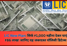 LIC New Scheme : LIC की इस पॉलिसी में सिर्फ ₹1,000 प्रति माह जमा करके आप ₹86 लाख के मालिक बन जाएंगे। LIC New Scheme : LIC की इस पॉलिसी में सिर्फ ₹1,000 प्रति माह जमा करके आप ₹86 लाख के मालिक बन जाएंगे।